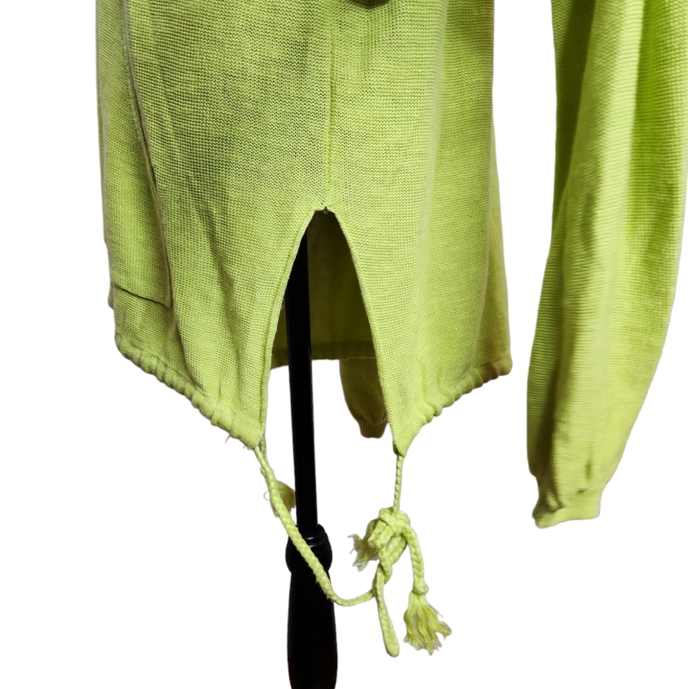 FREE PEOPLE Optimistic Tie Hem Oversized hooded Lined Blend V-Neck,Green, size S - Picture 4 of 10